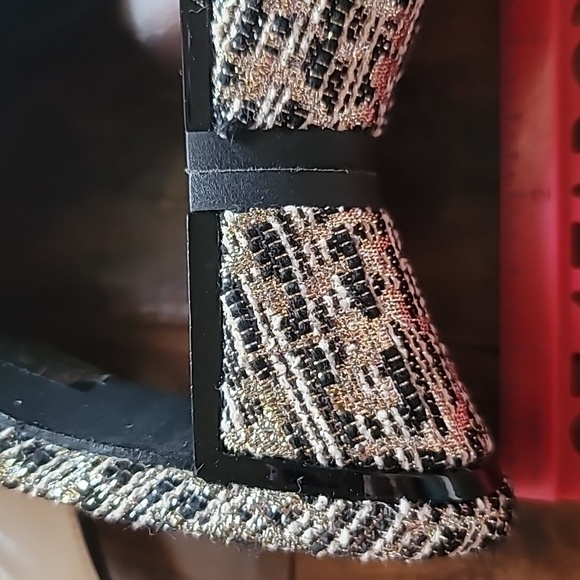 J.Renee slingback mule 7.5 with covered kitten heel plaid metallic baddie - Picture 5 of 11